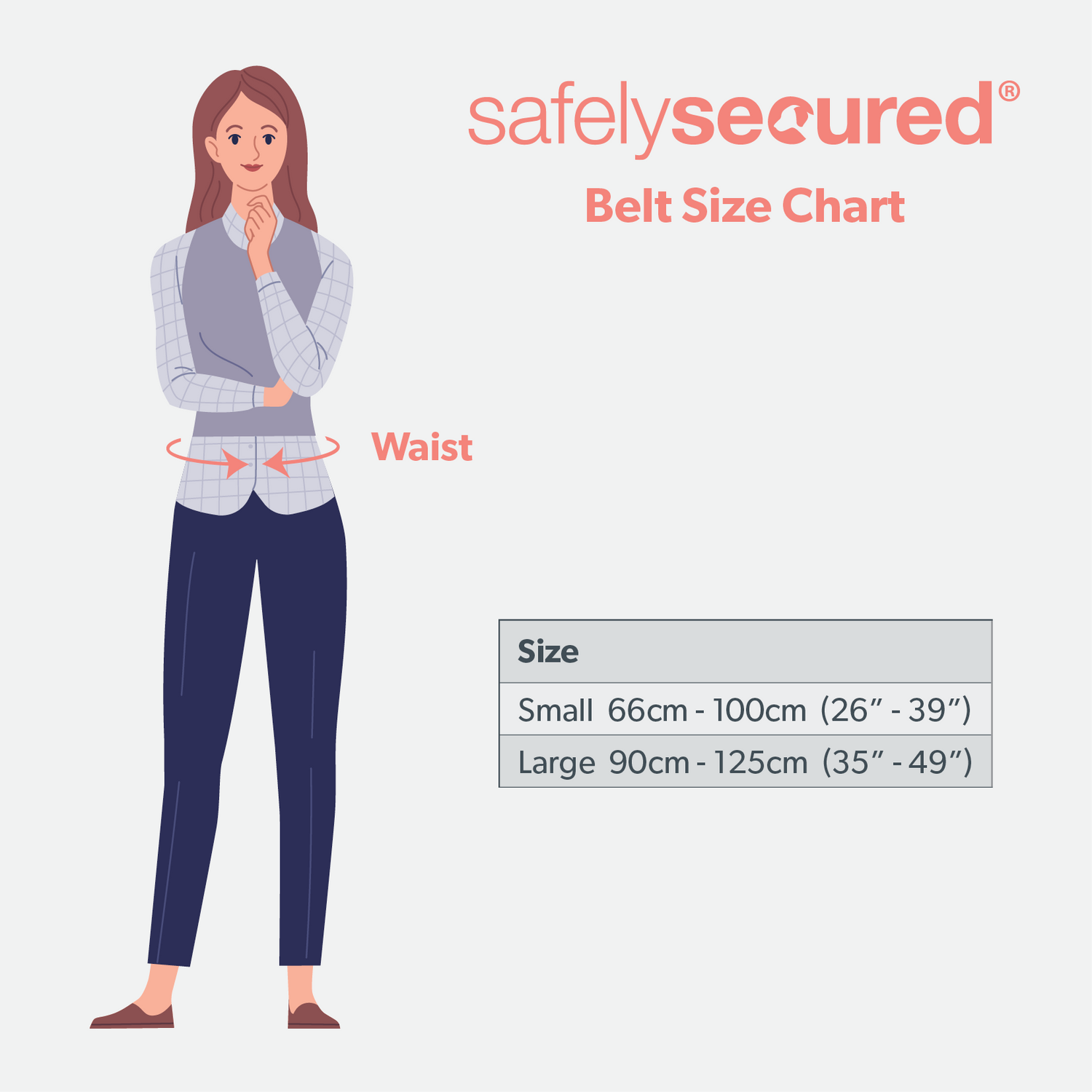 Picture of size chart for the belt.