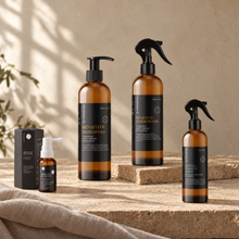 Complete Sensitive Care Bundle — 500ml Shampoo, Conditioner, Ear Cleaner & Dermal Scratch Spray in a grounded editorial tabletop scene with its included selected products.