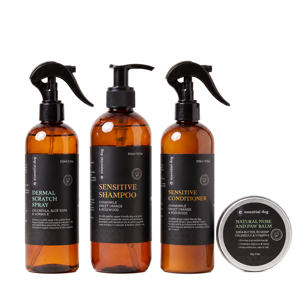 Sensitive Skin and Paw Gift Set — 500ml with its included products on a clean white background.